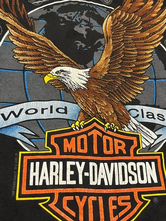 1992 Harley Davidson R.K. Stratman Inc double-sided eagle graphic made in USA T - Picture 10 of 12